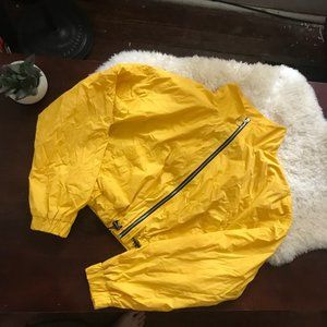 Yellow High Neck Cropped Windbreaker